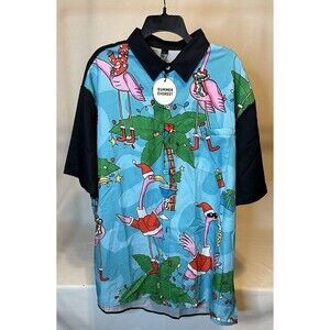 Summer Everest Men's Button Up Flamingo Christmas, Collar, *NEW* Size 3XL